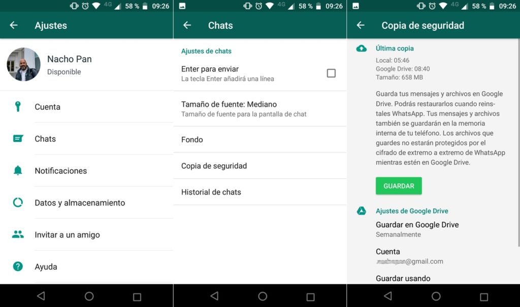 Copia seguridad WhatsApp Google Drive