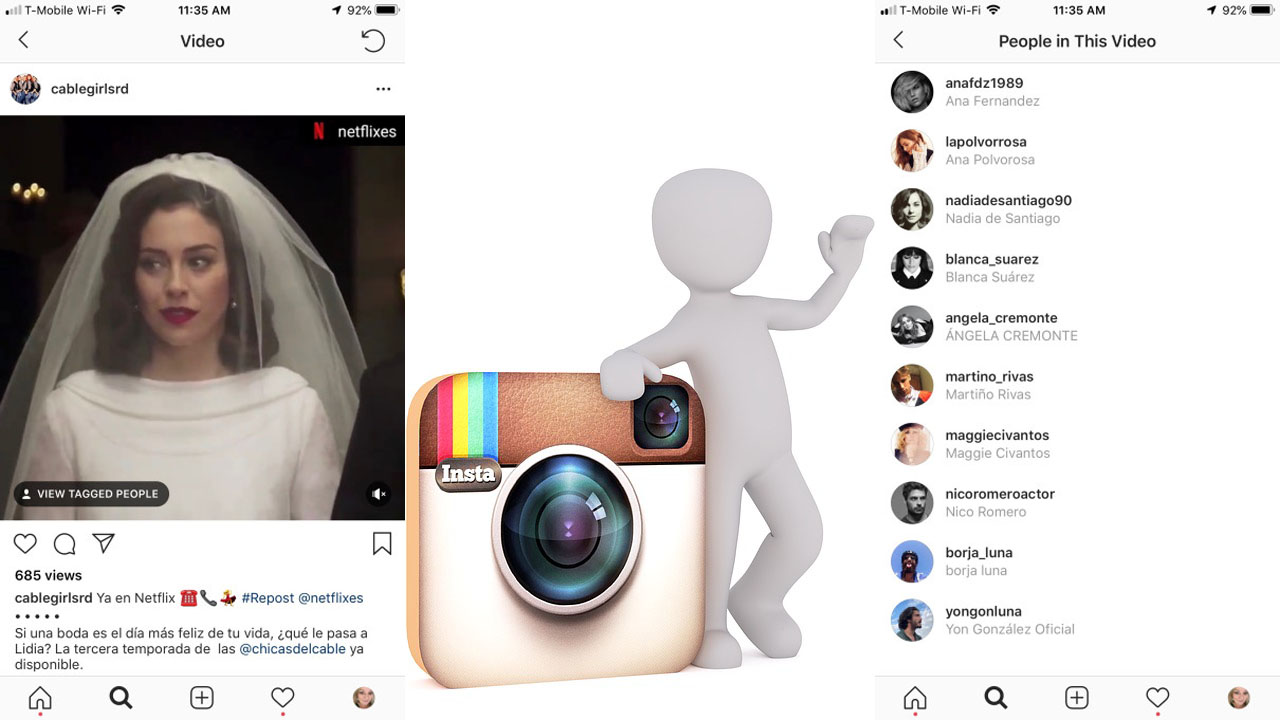 Etiquetas videos Instagram