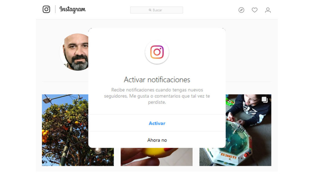 Notificaciones Instagram web