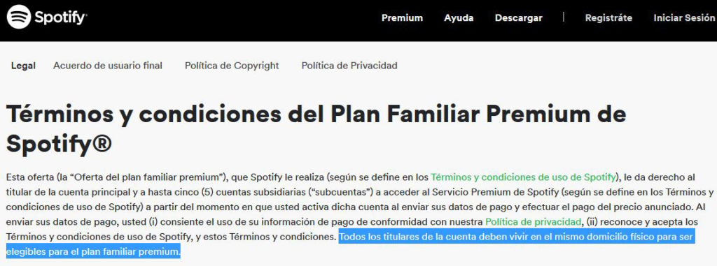 Plan familiar Spotify