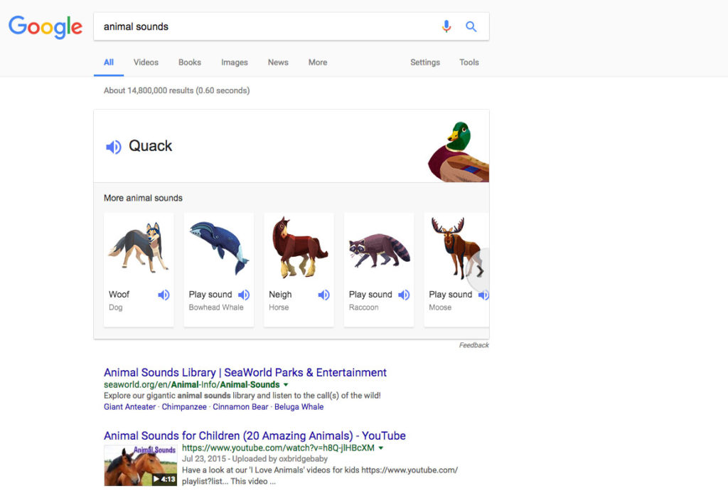 Sonidos animales Google