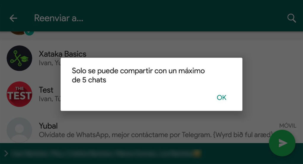 WhatsApp reenvio mensajes