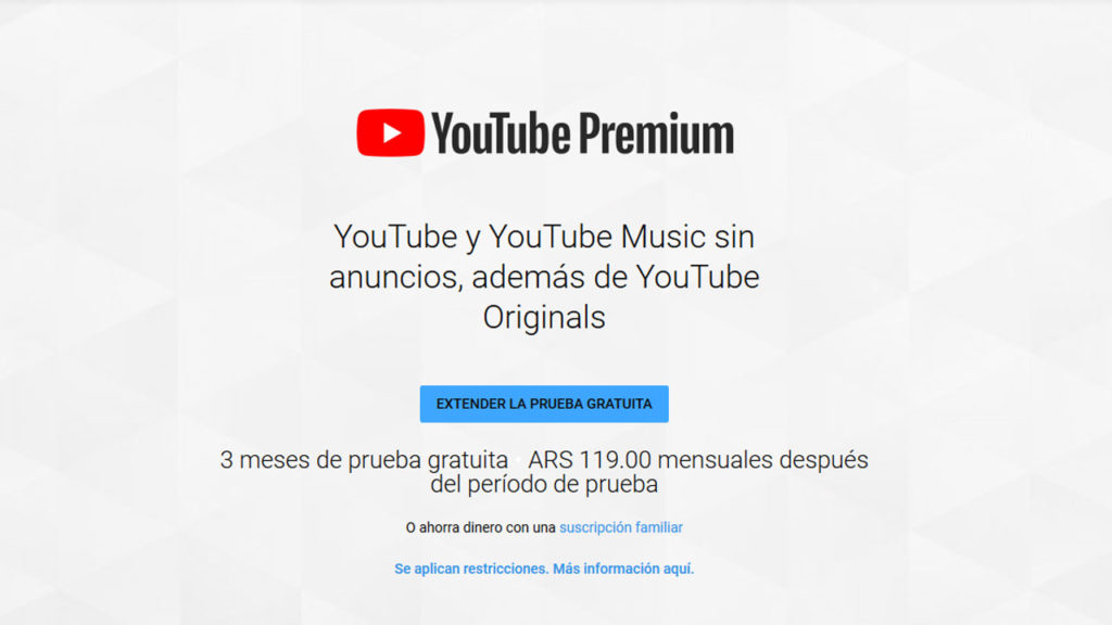 YouTube Premium Argentina