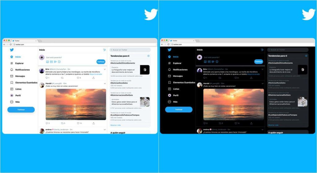 Modo noche Twitter