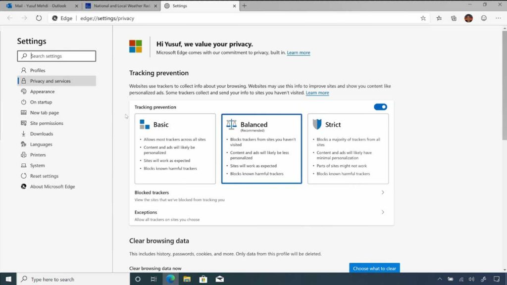 Privacidad Microsoft Edge