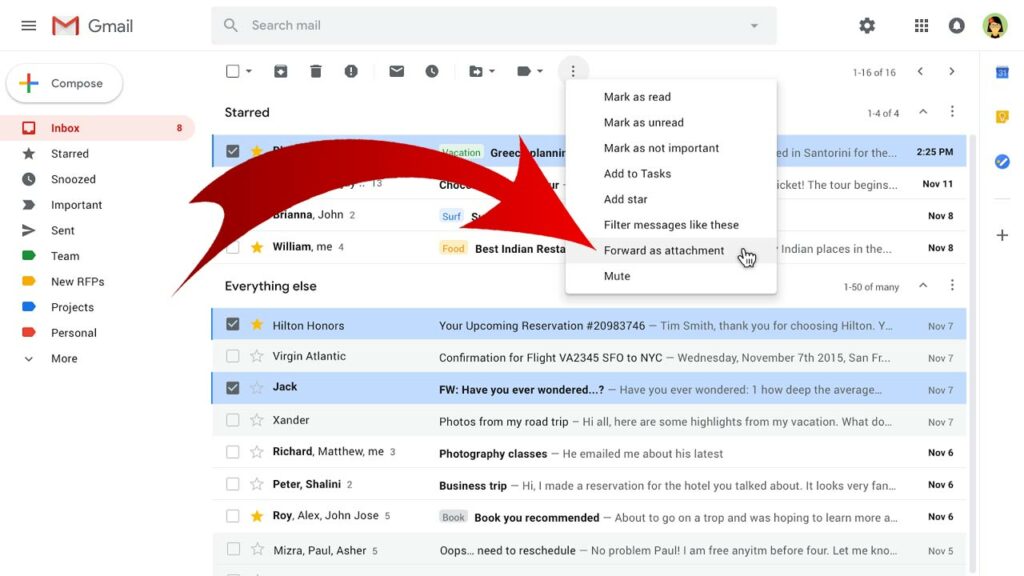 Adjuntar mail Gmail