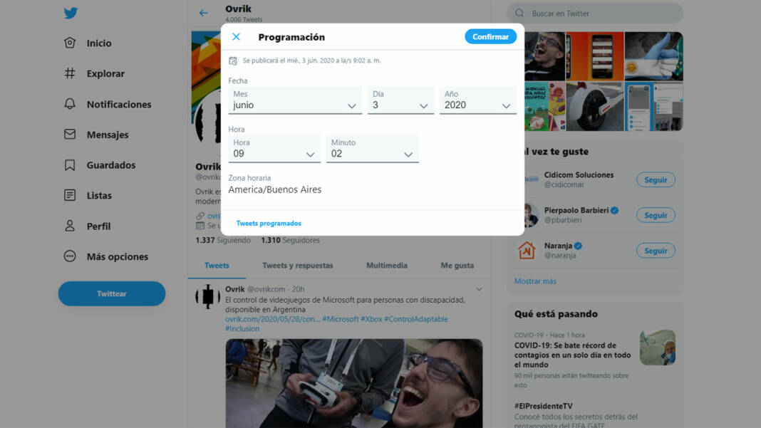 Programar mensajes Twitter